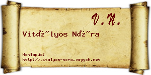 Vitályos Nóra névjegykártya